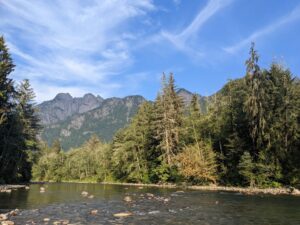 Photo of the lower Snoqualmie River in Washington State.